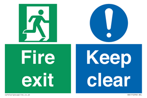 Fire exit Keep clear dual sign